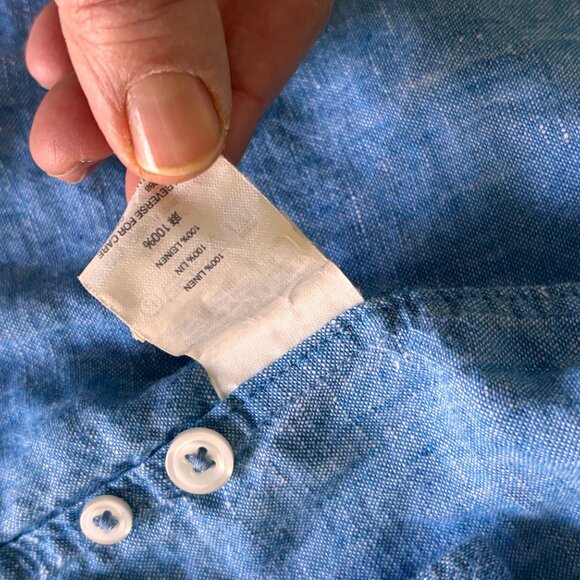 J Crew Shirt Mens Small Light Blue Linen Short Sleeve Button Down Style H4802 - Picture 8 of 10